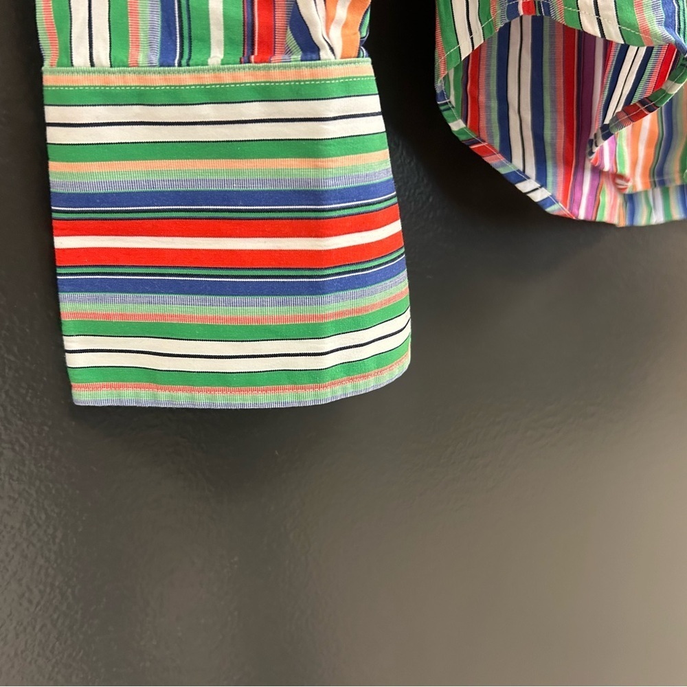Ralph Lauren Black Label size 2 EUC Red and Green Striped Blouse - Picture 13 of 14